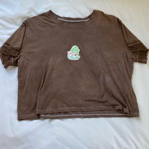 Brown gentle heart lamb crop top